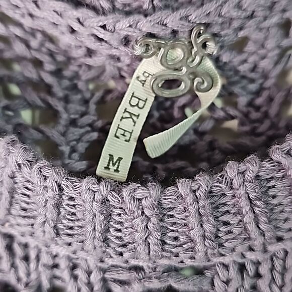 Dress by BKE Crocheted Style Top Fringed Bottom Gray Size Medium - Picture 2 of 4